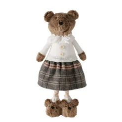 Deko Teddy mit Rock und Hundeschuhe, Teddymädchen mit Teleskopbeine, 34cm bis 54cm, Boltze Home Collection