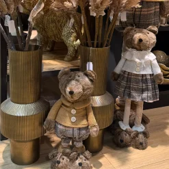 Deko Teddy mit Rock und Hundeschuhe, Teddymädchen mit Teleskopbeine, 34cm bis 54cm, Boltze Home Collection