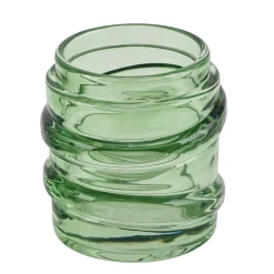 Deko Teelichtglas Wellenform, Windlicht aus Glas grün, 9x9cm