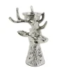 Deko Teelichthalter Hirsch, Hirschkopf silber, 10x17cm, Metall