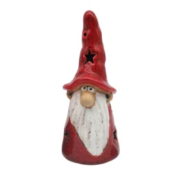 Deko Teelichthalter Wichtel Santa Marta rot, Keramikwichtel Weihnachten, 19cm