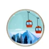 Deko Teller Gondel, Holzteller mit Lackküberzug und Bergmotiv mit Seilbahn, Ø22cm