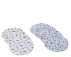 Deko Untersetzer Karo, Holzuntersetzer blau-weiß, Set/4