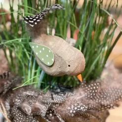 Deko Vogel, Holzvogel, grün oder creme, 13x10cm