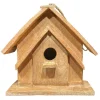 Deko Vogelhaus Natur, Holzhaus aus massivem Mangoholz, zum Hängen oder Stellen, 29cm