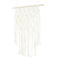 Deko Wandhänger Boho, creme, Makramee, 135x65cm, Hänger