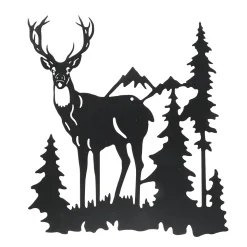 Deko Wandobjekt Hirsch im Wald, Hirsch Cervus schwarz, 30x28cm, Boltze Home Collections