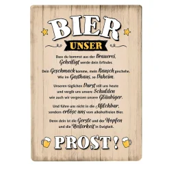 Deko Wandschild Bier, Metallschild Bier unser...Prost, 42x30cm, Gilde