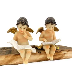 Deko Weihnachtsengel Nostalgie, Engel mit Papierrolle, Kantenhocker, 9cm, Polyresin