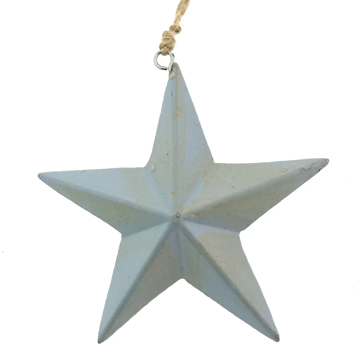 Deko Weihnachtsstern, Holzstern glänzend grau used look, Ø10cm, Hänger