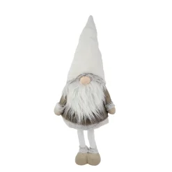 Deko Wichtel, großer Winterwichtel mit langem Bart, weiß-braun, 150cm