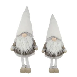 Deko Wichtel, großer Winterwichtel mit langem Bart, weiß-braun, 150cm