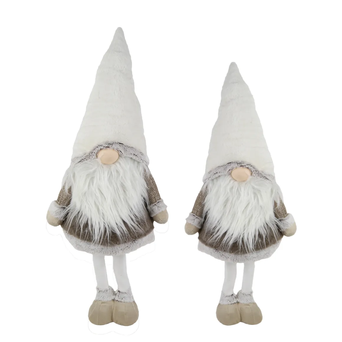 Deko Wichtel, großer Winterwichtel mit langem Bart, weiß-braun, 150cm