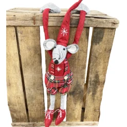 Deko Wichtel, Weihnachtsmaus Lenny mit Schlackerarme und Bammelbeine, rote Hose, 53cm