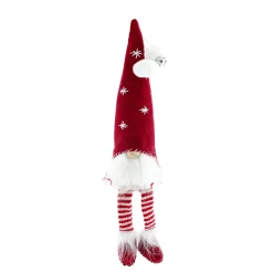 Deko Wichtel, Weihnachtszwerg Santa Romeo mit Bammelbeine, rote Filzmütze mit Sterne, 46cm