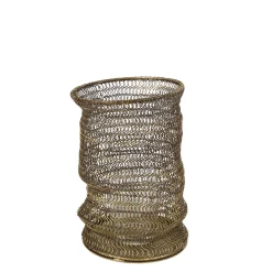 Deko Windlicht Antik gold, Drahtgeflecht goldbraun, 20x13cm, Metall