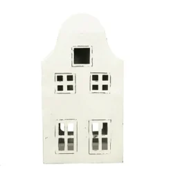 Deko Windlicht, Haus Claire Blanc, Runddach, weiß unfinish, 25cm, Metall