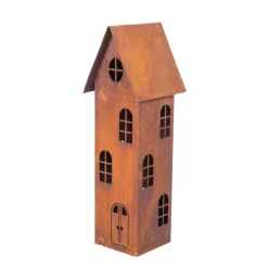 Deko Windlicht Haus, Rosthaus schlank, 45cm, Gerrys Garden