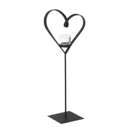 Deko Windlicht Herz Diana, geschwungenes Metallherz auf Metallständer, 60cm, WMG Grünberger