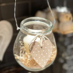 Deko Windlicht Herz, Glas mit Herz und Henkel, Ø10cm