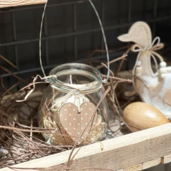 Deko Windlicht Herz, Glas mit Herz und Henkel, Ø10cm