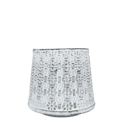 Deko Windlicht Ornament  Antik, durchscheinend, weiß used look, 8x9cm, Metall