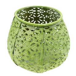 Deko Windlicht Ornament, Kerzenhalter grün, shabby chic, 10x8cm, Metall