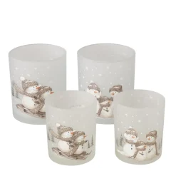 Deko Windlicht Schneemann Frosty, Kerzenglas matt, 8cm, Boltze Home Collection