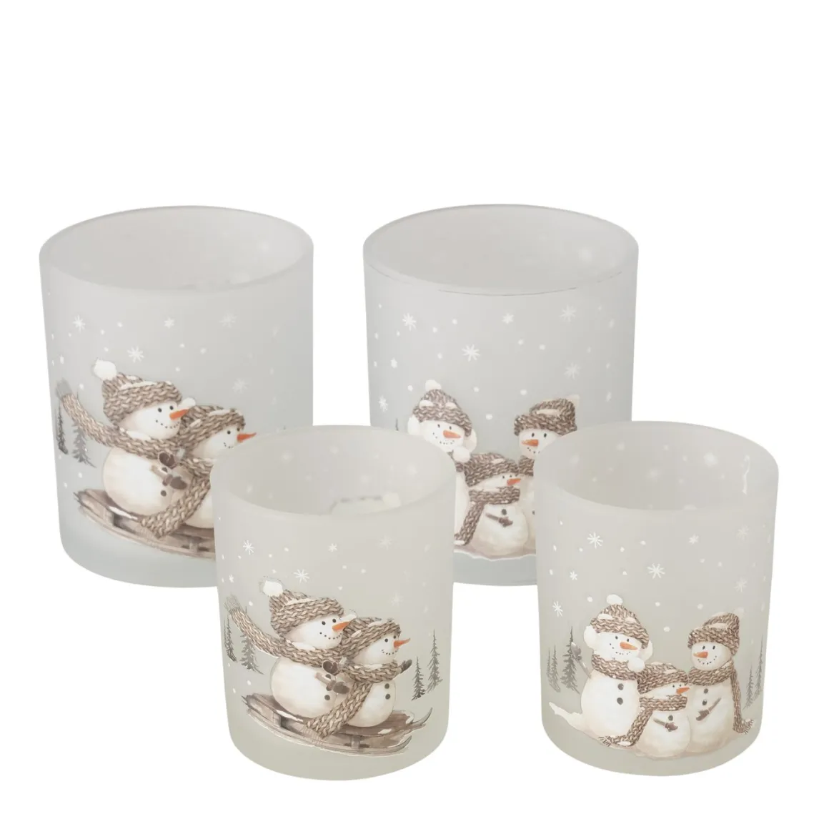 Deko Windlicht Schneemann Frosty, Kerzenglas matt, 10cm, Boltze Home Collection