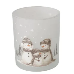 Deko Windlicht Schneemann Frosty, Kerzenglas matt, 10cm, Boltze Home Collection
