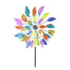Deko Windrad bunt, doppelreihiges Windrad mit bunten Blättern, 160cm, Metall