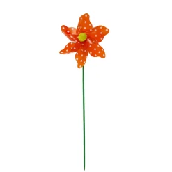 Deko Windrad, orange mit Punkte, 27cm, Kunststoff