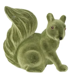 Deko Eichhörnchen samtlook grün, Kunststoff Eichhörnchen, 18cm