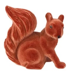 Deko Eichhörnchen samtlook rotbraun, Kunststoff Eichhörnchen, 18cm