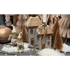 Dekofigur Skifahrer mit Skibrille, Winterkind mit Ski und Riesenpulli, 12cm