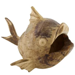 Deko Fisch Kugelfisch, Holzfisch Naturholz, 38x35cm, DIJK Natural Collections