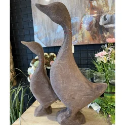 Deko Gans Naturholz, Holzgans grau sägerau, 60cm, WMG Grünberger