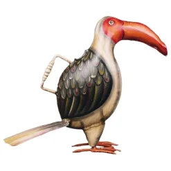 Deko Gießkanne Vogel Tukan, Metallvogel mit langem Schwanz, 46cm
