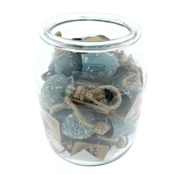 Deko Glocke blau mit Klang, Kuhglocke mit Blumenmuster blau-weiß, 7cm