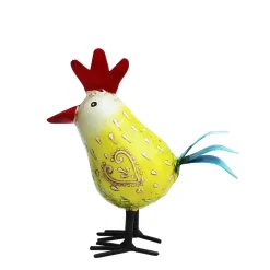 Deko Hahn, kleiner Metallhahn gelb,11x12cm