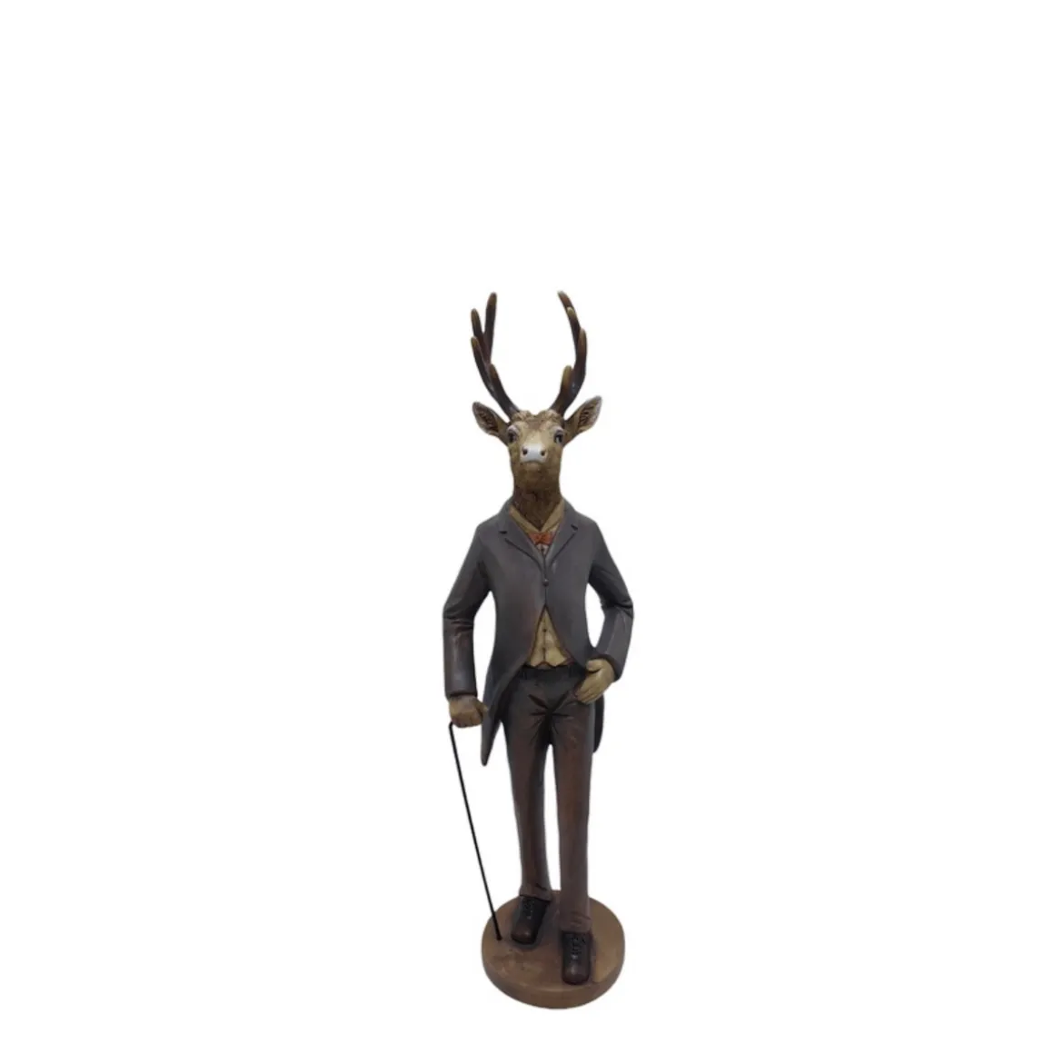 Deko Hirsch Mr Deer Antik, stattlicher Hirsch im Frack und Gehstock, 32cm