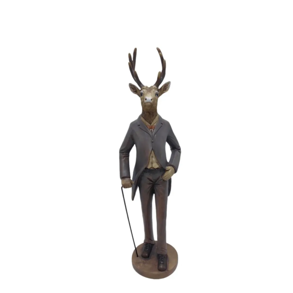 Deko Hirsch Mr Deer Antik, großer stattlicher Hirsch im Frack und Gehstock, 44cm