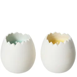 Deko Kerze Ei mit Keramikschale, Osterkerze in eiform, rosa, mint oder gelb, 6cm
