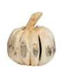 Deko Kürbis Natur, runder Kürbis aus Naturholz, 25cm, WMG Grünberger