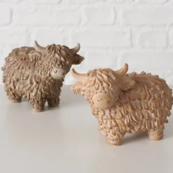 Deko Kuh Buffy, Schottisches Hochlandrind braun, 18x13cm, Boltze Home Collections