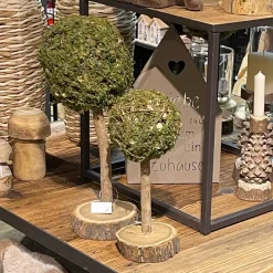 Deko Moosbaum Aride, Mooskugel auf Naturholzstamm, 30cm