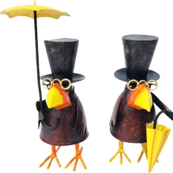 Deko Rabe Rudi, Metallrabe mit Sonnenschirm und Brille, 27cm