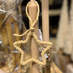 Deko Stern Jute-Bast Natur, Jutestern hell, Weihnachtsstern umwickelt, Ø10cm