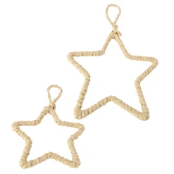 Deko Stern Jute-Bast Natur, Jutestern hell, Weihnachtsstern umwickelt, Ø10cm