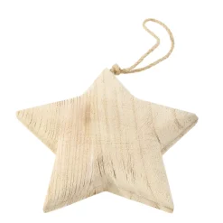 Deko Stern Naturholz, Holzstern Natur zum Hänger, 19cm